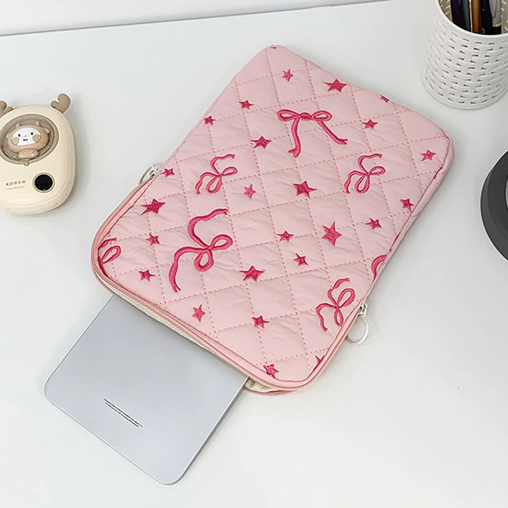 Cute Laptop Case 14 16 Inch Laptop Sleeve for Puffy Laptop Cover Quilted Laptop Sleeve Case Bow Notebook Cover Bag 250624