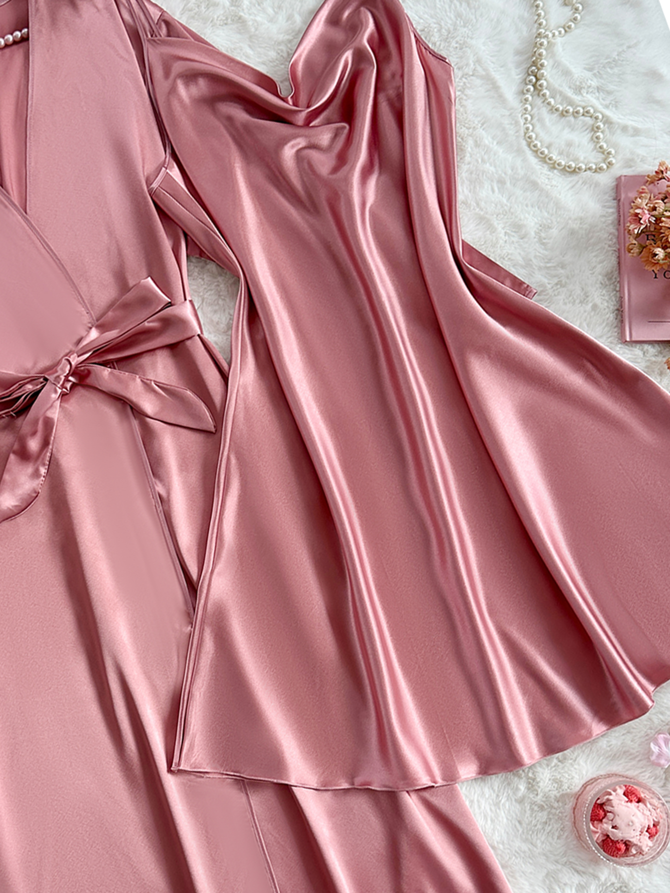 Women's Sleepwear long camisole nightgown jacket sexy sleepwear European and American style fashionable home suit set