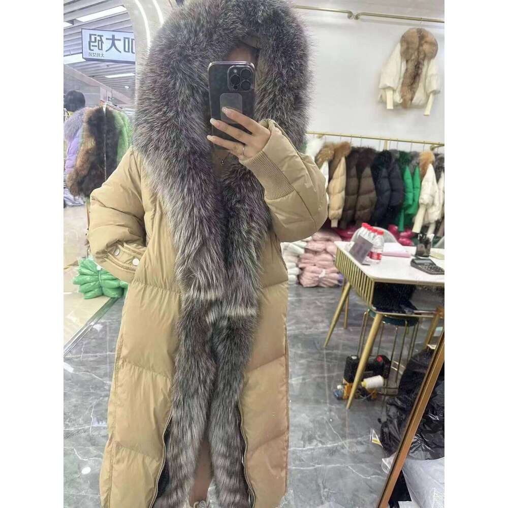2024 New Winter Women Warm 90% Goose Down Jacket Long Real Fox Fur Hooded Thick Outerwear Female Coat Streetwear