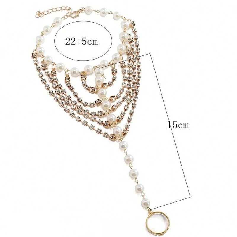 Summer Beach Jewelry Foot Chain Fashiona Elegant Multi Layered Handmade Rhinestone Imitation Pearl Tassel Anklet For Women U250624