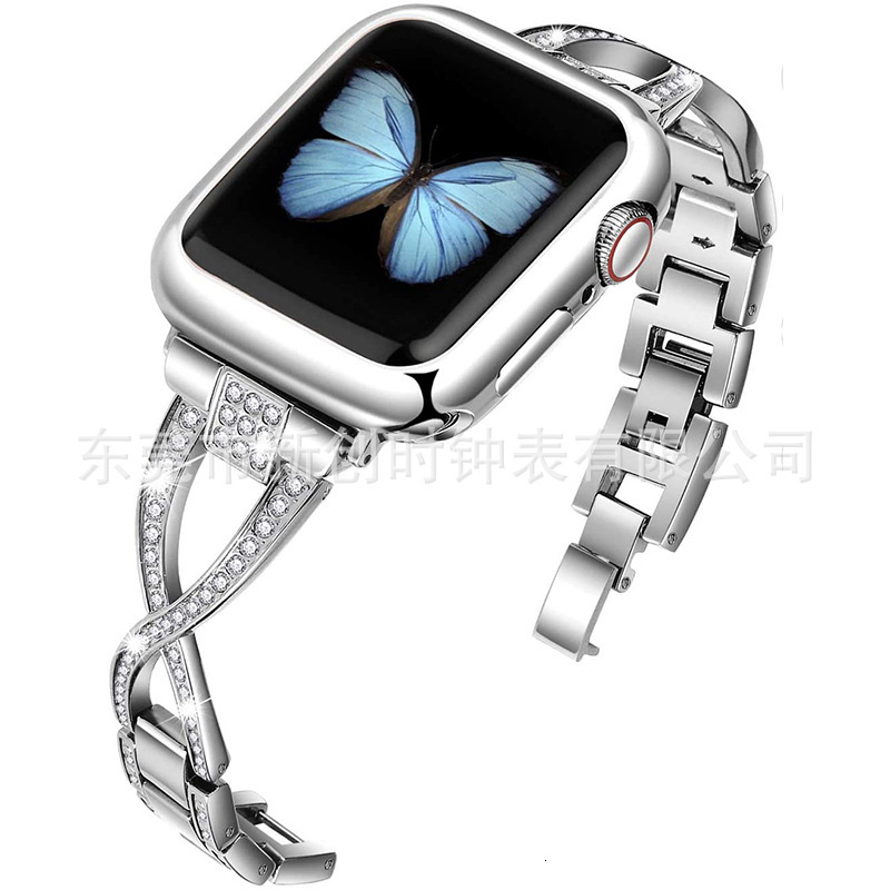 Luxury High End Diamond Inlaid Metal Watch Straps for iWatch 9-1 Apple iWatch