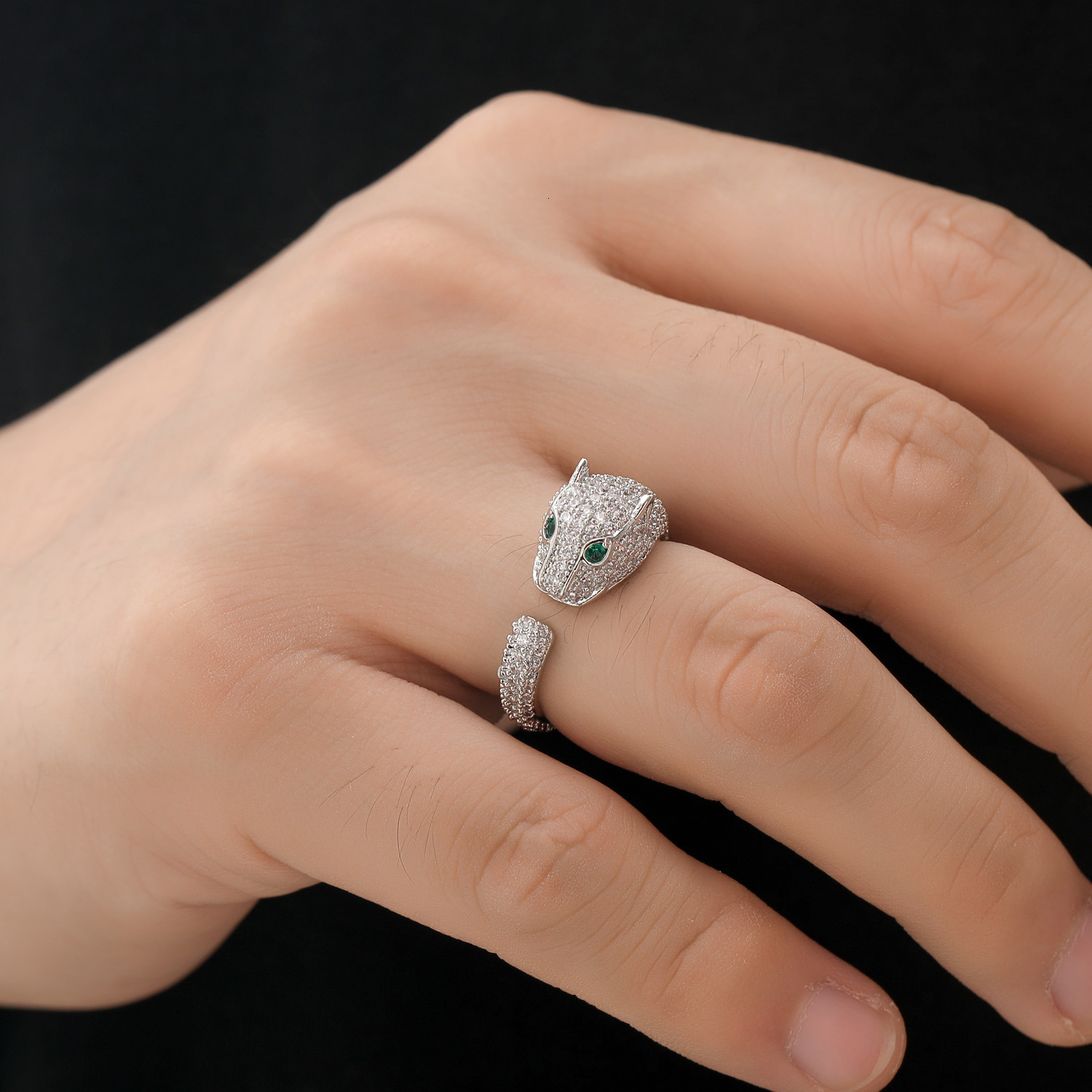 New Style Hip Hop Leopard Ring Bling Bling Unique Open Design Couple Rings Iced Out Swag Accessory Passes the diamond tester
