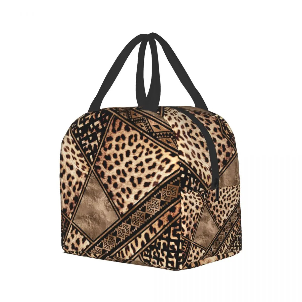 Ethnic Animal Ornaments Leopard Print Lunch Bags Women Thermal Cooler Insulated Lunch Boxes for Kids School Picnic Storage Bag 250624