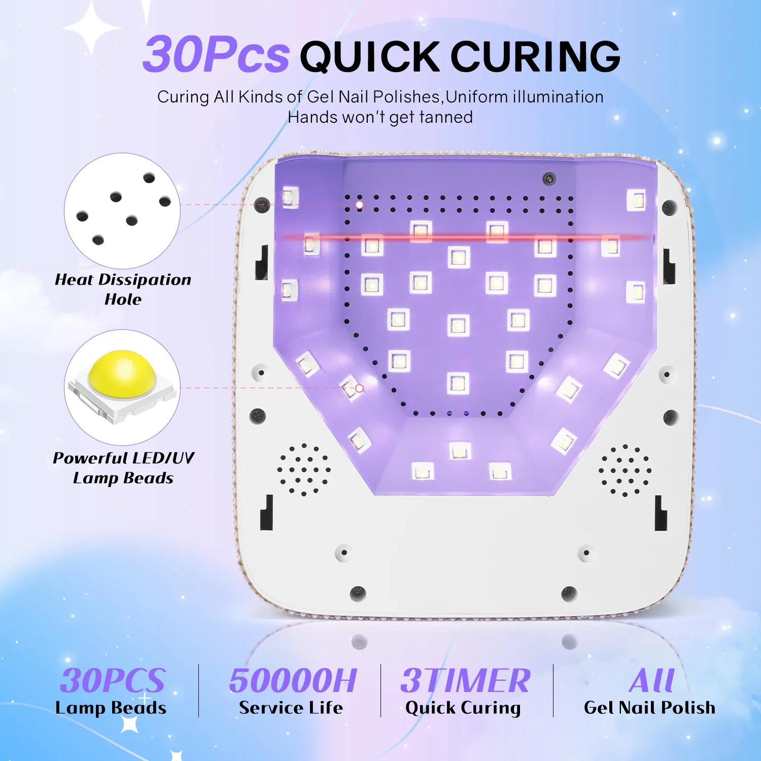 Professional Rechargeable Infrared Sensor Nail Lamp 30LED with 5 Timers Fast Cure All Gel Nail Polish Nail Drying Salon Tools 250625