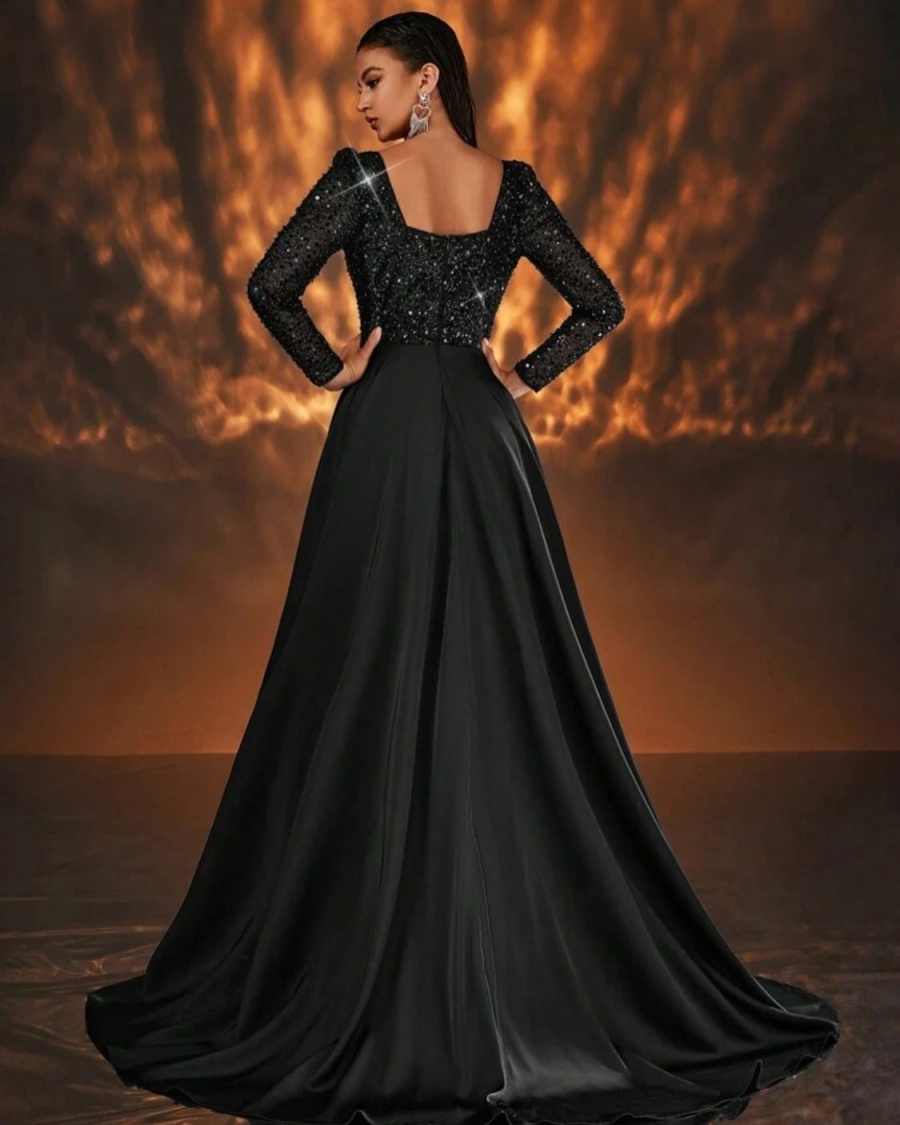 Graceful Evening Dresses Mermaid Formal Occasion With Side High Split Sequins Back Cape Prom Floor Legnth Vestido De Noite Customized
