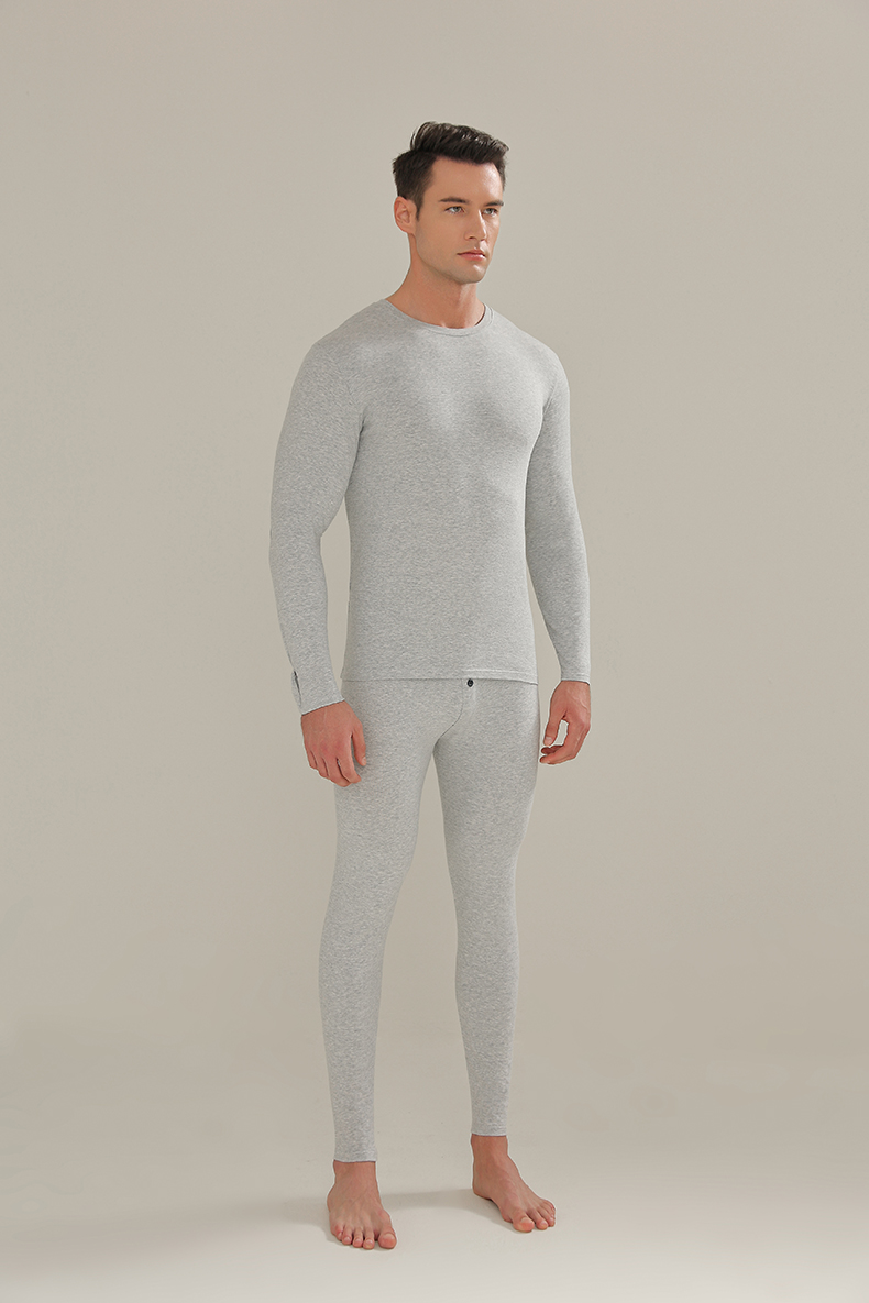 Couple models of thermal underwear suit men and women solid-coloured round neck high elastic Slimming autumn and winter thermostat bottoming autumn cl
