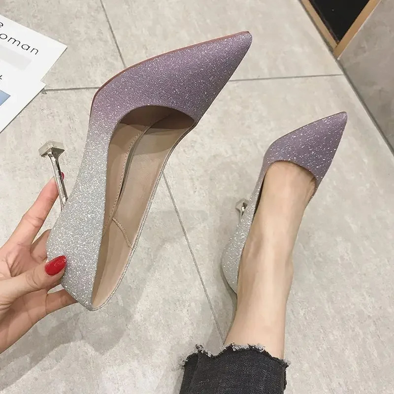 Womens Summer Footwear Wedding Bride Shoe Shoes for Woman Evening with Crystals Stilito Super High Heel Purple Rhinestone 250624