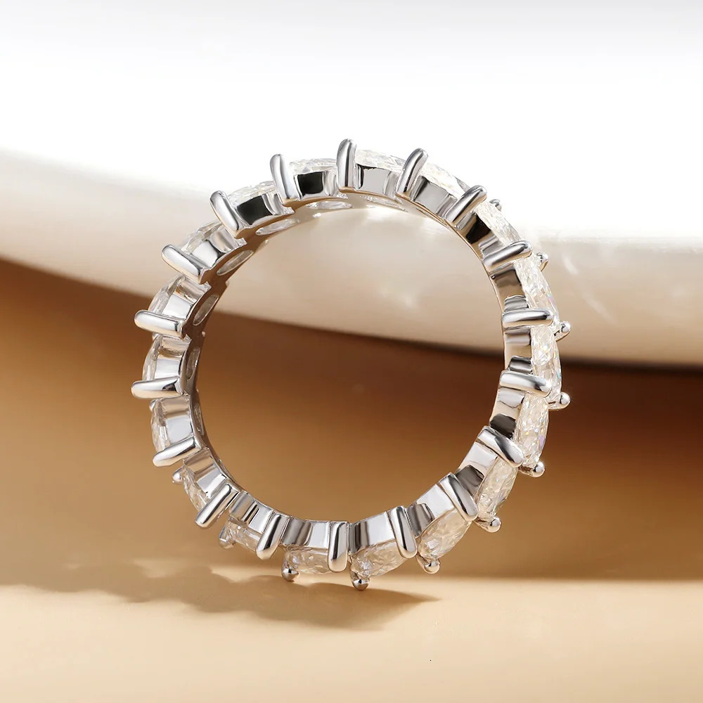 Halaile D Color Marquise Cut S925 Sterling Silver Row Ring with GRA Sparkling Fine Jewelry Womens Classic Party Gift 250624