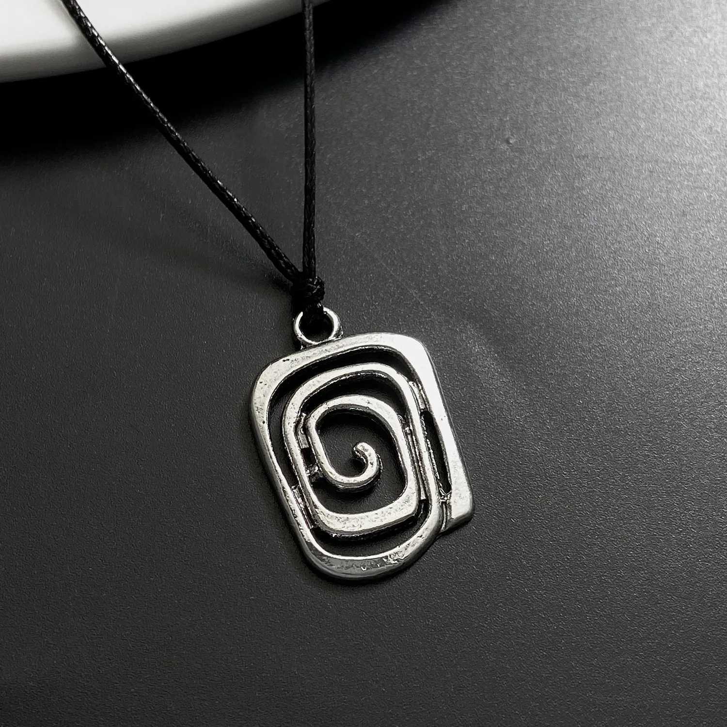 Vintage Fashion Spiral Vortex Pendant Couple Necklace For Women Men Gothic Punk Geometric Black Rope Necklace Male Charm Gift M250625
