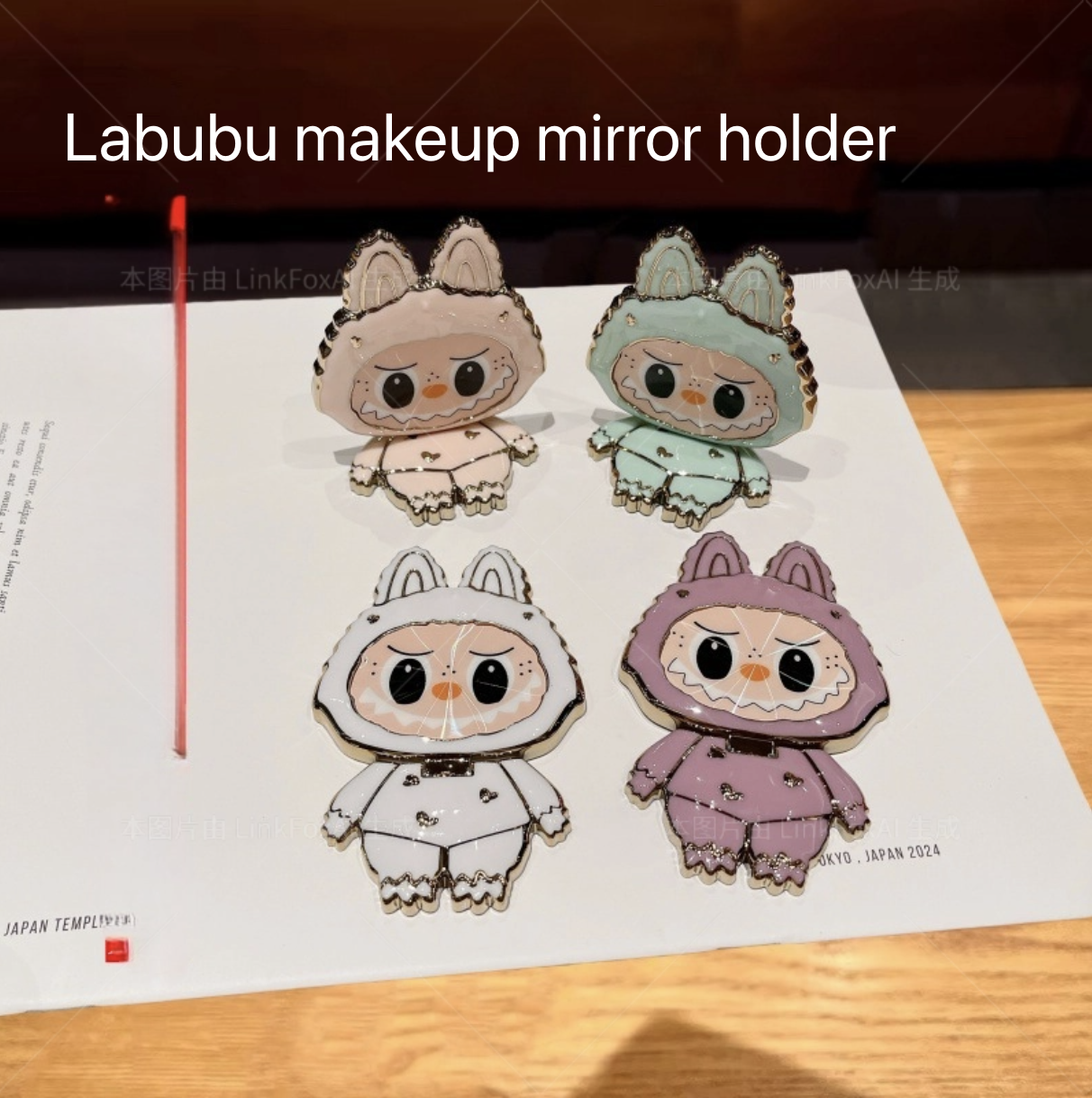 Cartoon Cute Labubu 360 degree Makeup Mirror Back Adhesive Phone Stand Horizontal and Vertical Universal