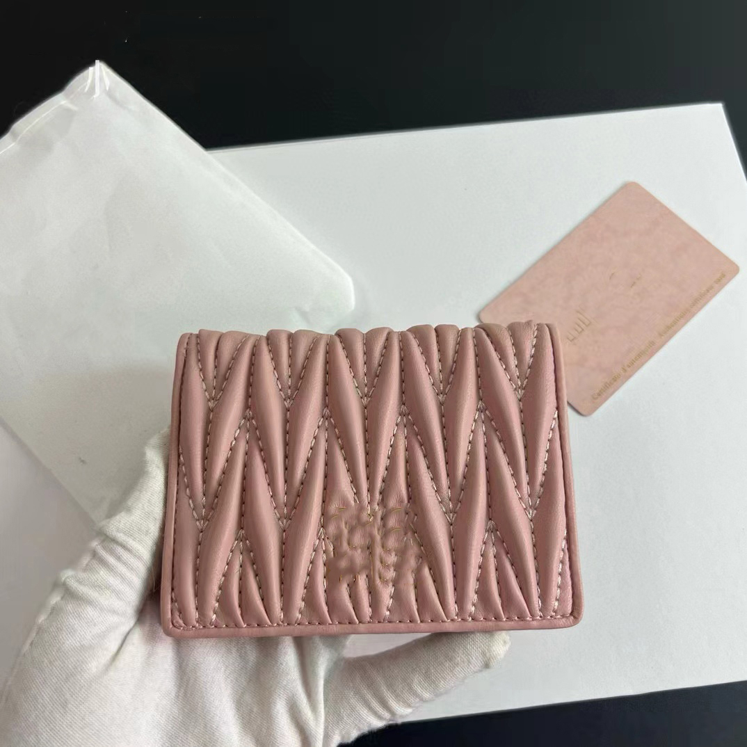 Designer Wallet Card Holder Credit ID Card Holder Cowhide Leather Wallets Money Bags Black Pink Cardholder for Men Women Mini Cards Bag Coin Purse with Box