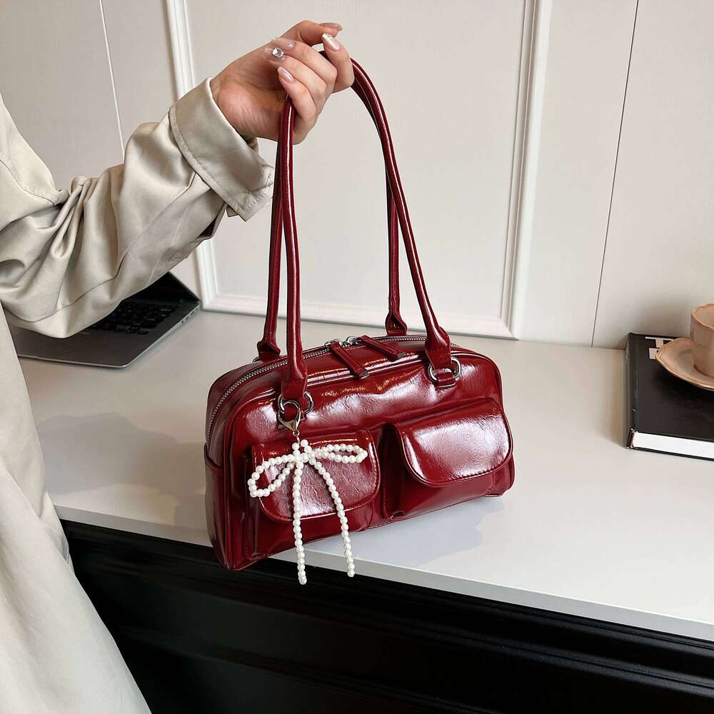 Underarm Bow Bag for Women 2024 Korean New Simple Leisure Pillow Bag Trendy Versatile Shoulder Bag J250625