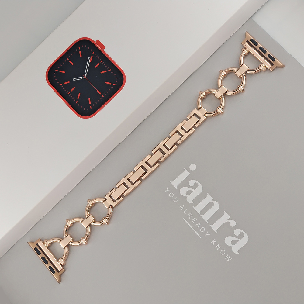 Luxury High End O Shaped Metal Chain Watch Straps for iWatch 8-1 SE Series