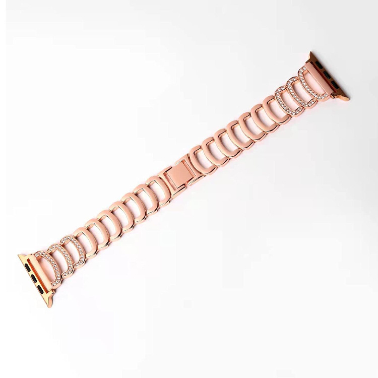 Luxury Premium Designer C-Shaped Rhinestone iWatch Band New Sparkling Metal Strap for iWatch Series 1-8 Elegant Glamorous Bling Accessory