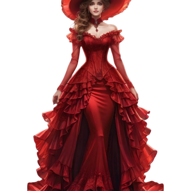 Vintage Victorian Red Mermaid Prom Dresses With Peplum Trains Off Shoulder Full Sleeves 1860's Gothic Evening Gown 2025
