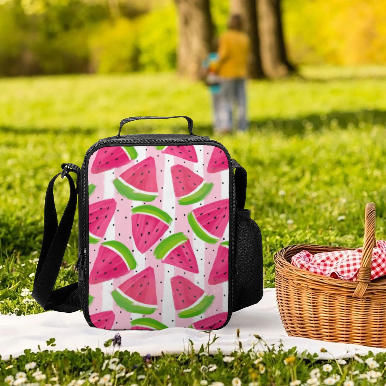 Insulated Lunch Bag Oxford Cloth Fresh Watermelon Slices Pattern Ideal for SchoolSummer PicnicOutdoor Use Office camping 250624