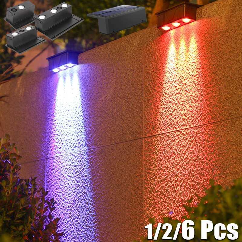 1/2/6 Pcs Outdoor Solar Wall Light Waterproof Fence Lamp Ultra Strong Spotlight Illumination for Garden Fence or Exterior WallXJ250624