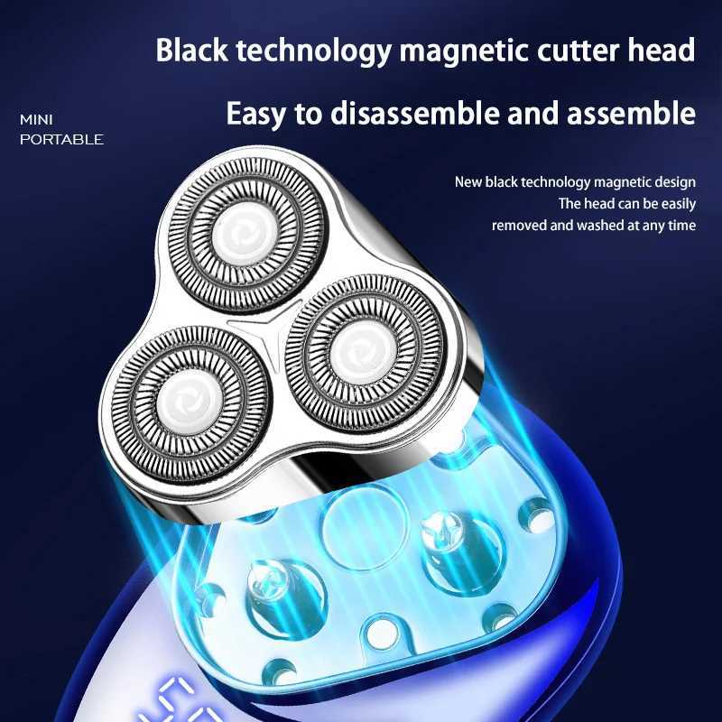 Mini Electric Shaver for Men Portable Beard Knife TYPE-C Charging Three-Head Shavers Face Body Razor with Digital Power Display W250625