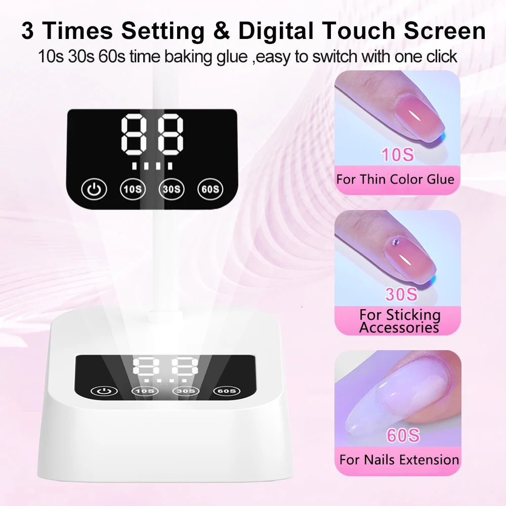 UV LED Nail Lamp Mini Portable Nail Dryer Stand Lamp for Manicure Rechargeable Nail Drying Lamp Foldable Ultraviolet Nail Light 250625
