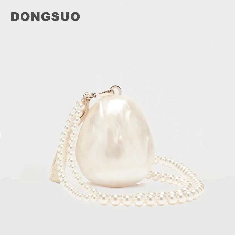 Women Acrylic mini egg bag cute pearl Evening Clutch Bag with beaded strap For Wedding Party Luxury purse And Handbag Designer M250624
