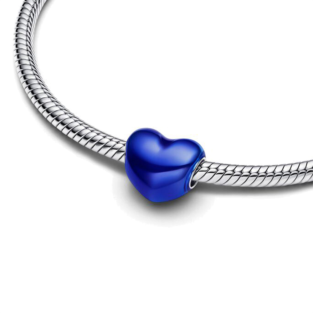 FewDook Fine Multi-Color Metallic Sky Blue Green Heart Charm & Bracelet Set Fit Pan Bangle DIY Women High Quality Jewelry Gift 2025 Fashion New