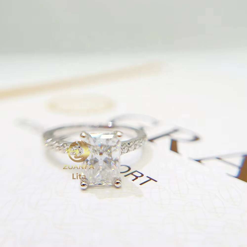 Pass Diamond Tester Top Quality GRA 2ct Radiant Cut 14k Gold Vvs1 Moissanite Diamond Engagement Ring