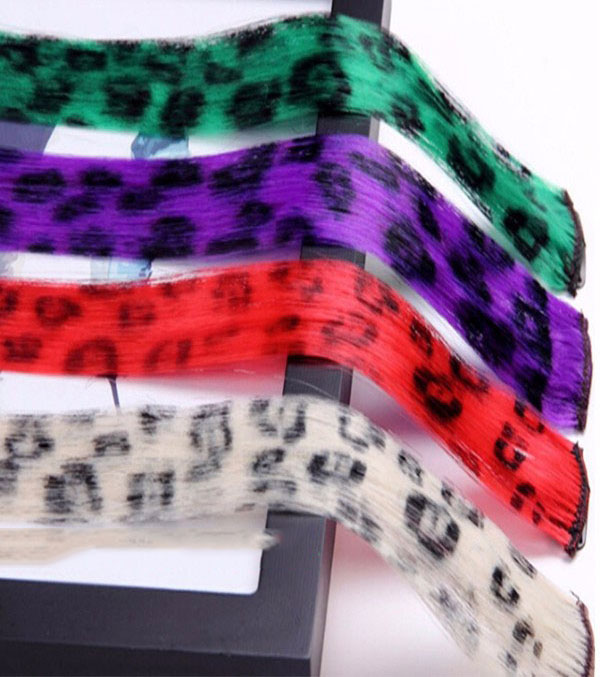 LeeWin Straight Printed Color Clip in Hair Extension,Leopard Print,12pcs/Set Clip on Hair for Kids,Kids Hair Extensions Suit for Woman Girls