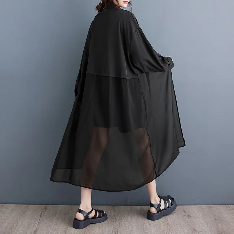 long sleeve oversized vintage casual loose long autumn summer spring trench coat for women clothes Outerwear 250625