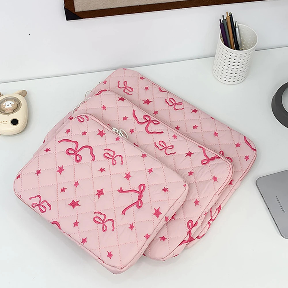 Cute Laptop Case 14 16 Inch Laptop Sleeve for Puffy Laptop Cover Quilted Laptop Sleeve Case Bow Notebook Cover Bag 250624