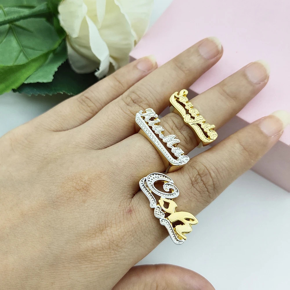 DODOAI Customized Fashion Handcrafted n Personalized Name Punk Ring ity Hip Hop Letter name Ring For Men Women Gift 250624