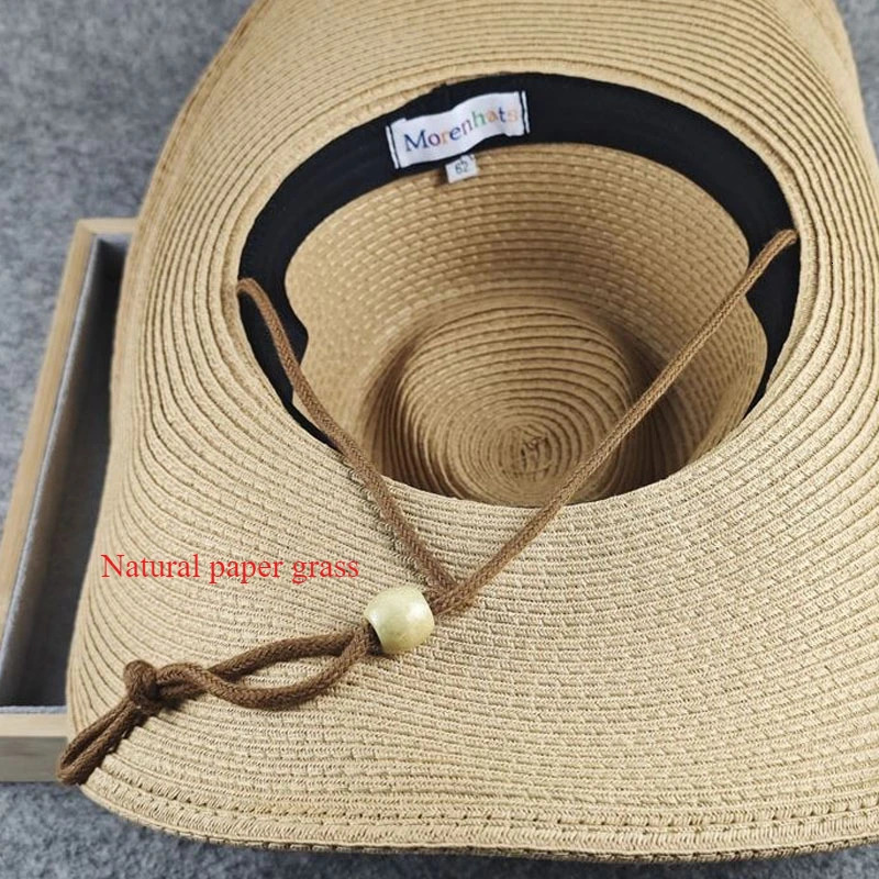 Big Size Foldable Jazz Straw Hat for Men Big Brim Summer Sun Protection Hat Tourist Travel Beach Hat for Woman 58cm 60cm 62cm 250624
