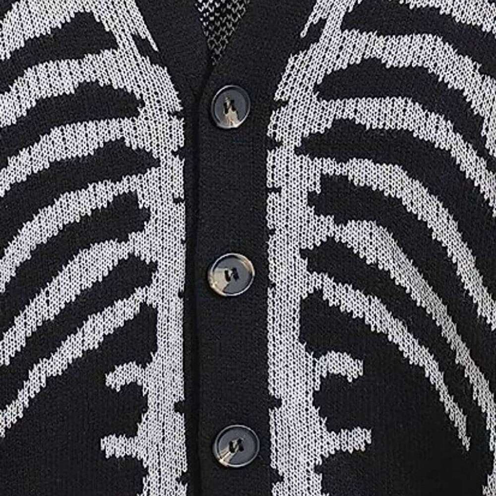Haruku Women Cardigan Halloween Skeleton Pattern Knitted Cardigans Autumn Winter Single-Breasted Sweater Outerwears