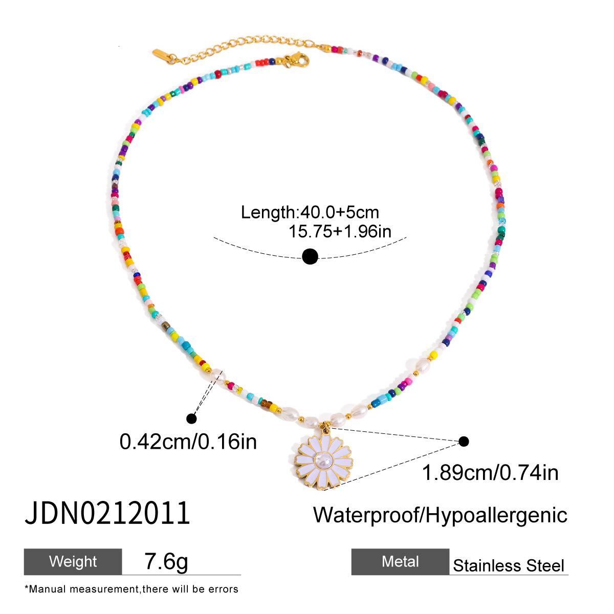 Jedding Stainless Vacation Style Beaded Necklace Titanium Steel Jewelry for Women High-end Non-fading Clavicle Chain