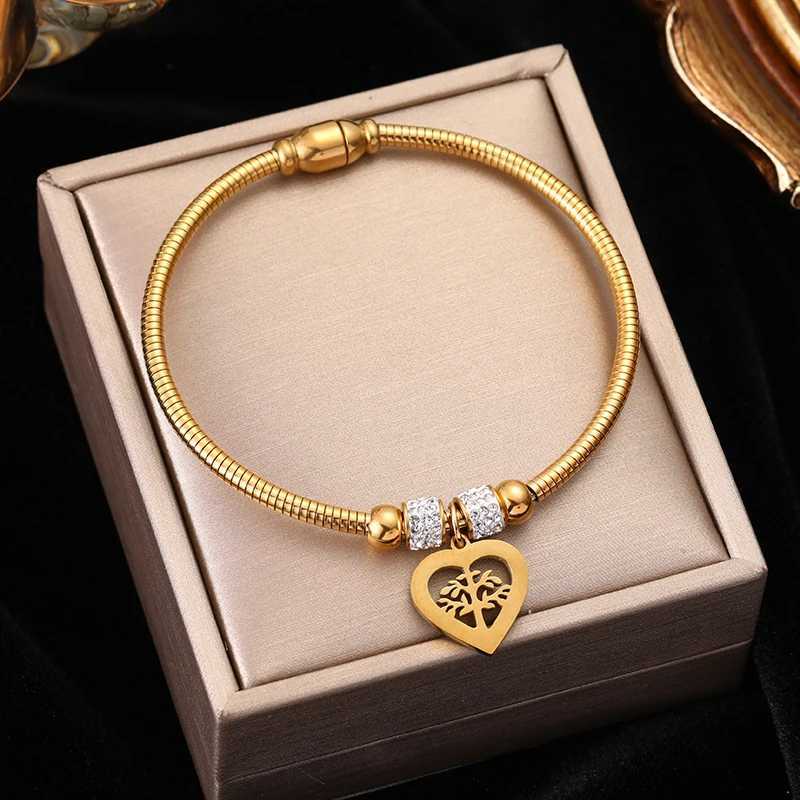 EILIECK 316L Stainless Steel Water Drop Zircon Hexagram Charm Bracelet For Women Trend Fashion Gold Color Jewelry Gift X250625