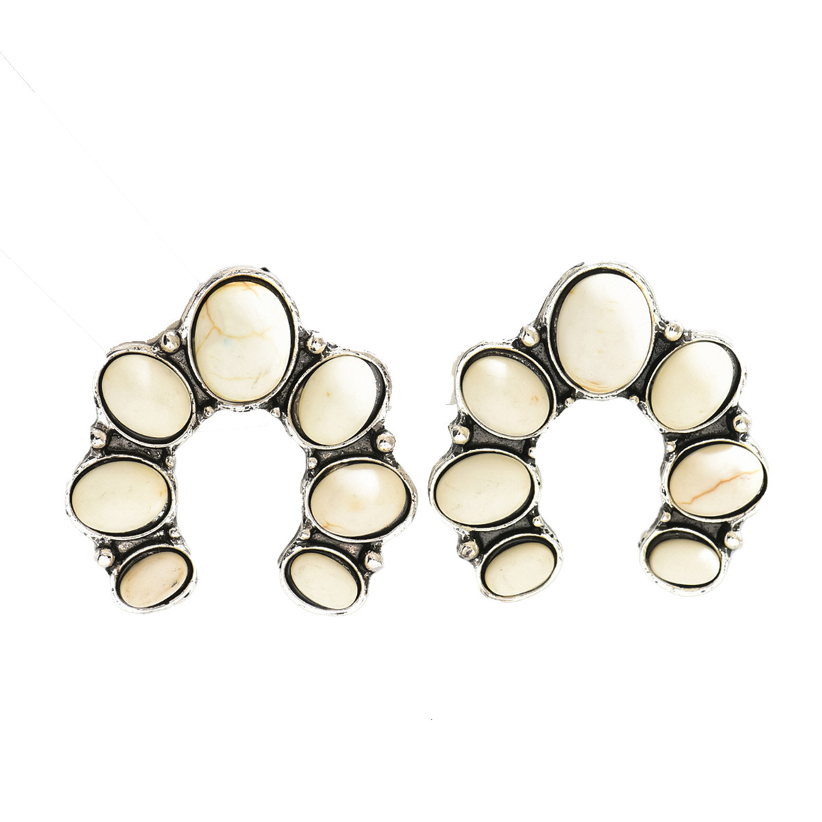 Bohemian Style Women S Earrings Personality Inlaid U Shaped Studs High End Feel