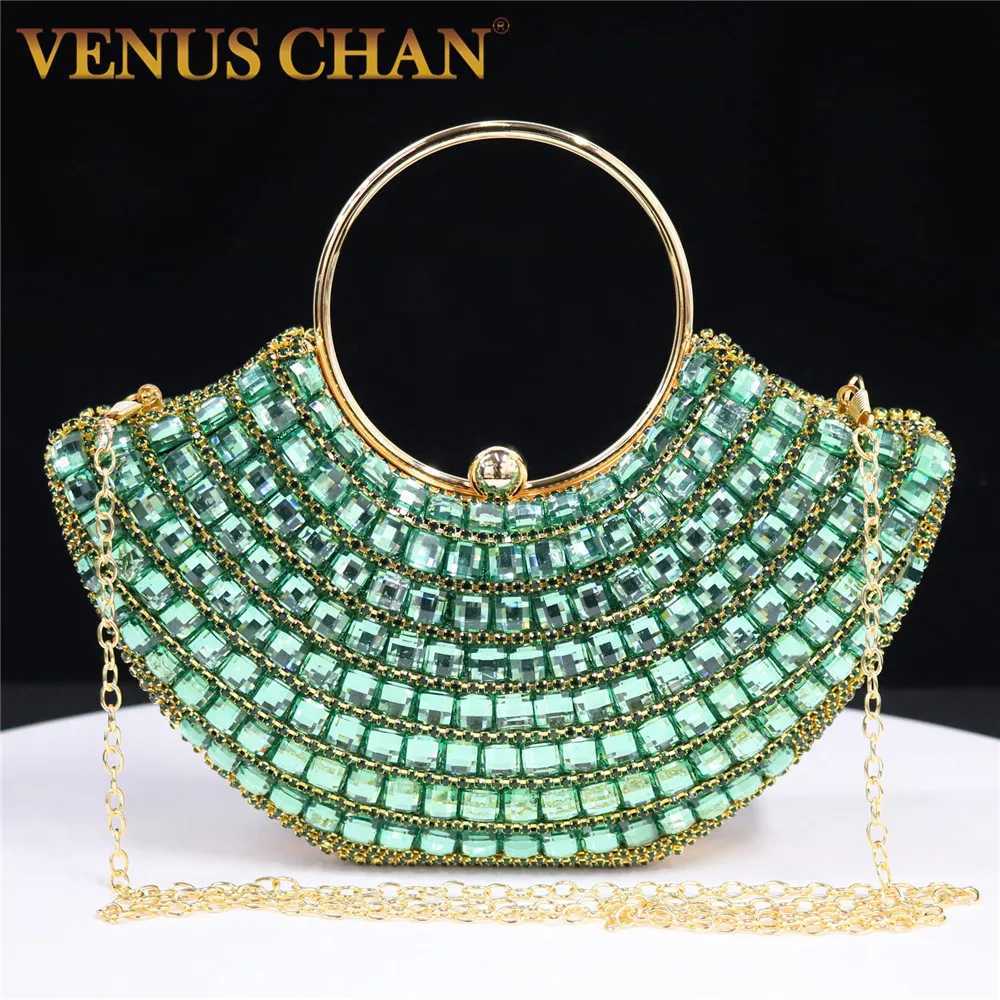 Womens Handle Rhinestones Evening Clutch Bags Shoulder Chain Full Diamond Design Party Womens Wallet Wedding Handbag M250625