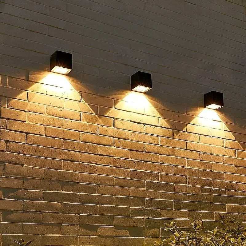 1/2/3/4PCS Outdoor Solar Wall Lights Fence Lights IP65 Waterproof with Warm White and RGB Mode Suitable for Courtyard GardensXJ250624