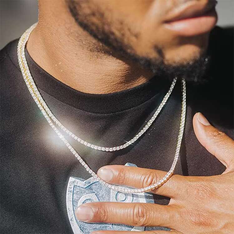 Fine Jewelry VVS Moissanite Diamond Tennis Chain Cluster Iced Out Tennis Bracelet Necklace Hip Hop 925 Sterling Silver