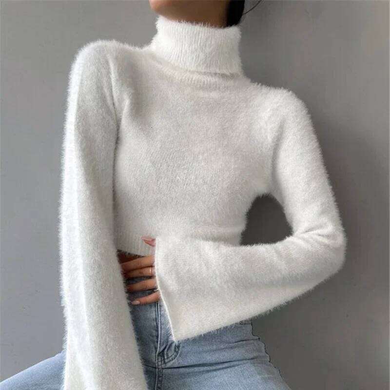 2024 New Vintage Haruku Long Sleeve Women Autumn Winter Knitwear Soft Warm Tops Chic Solid Femme Sweater