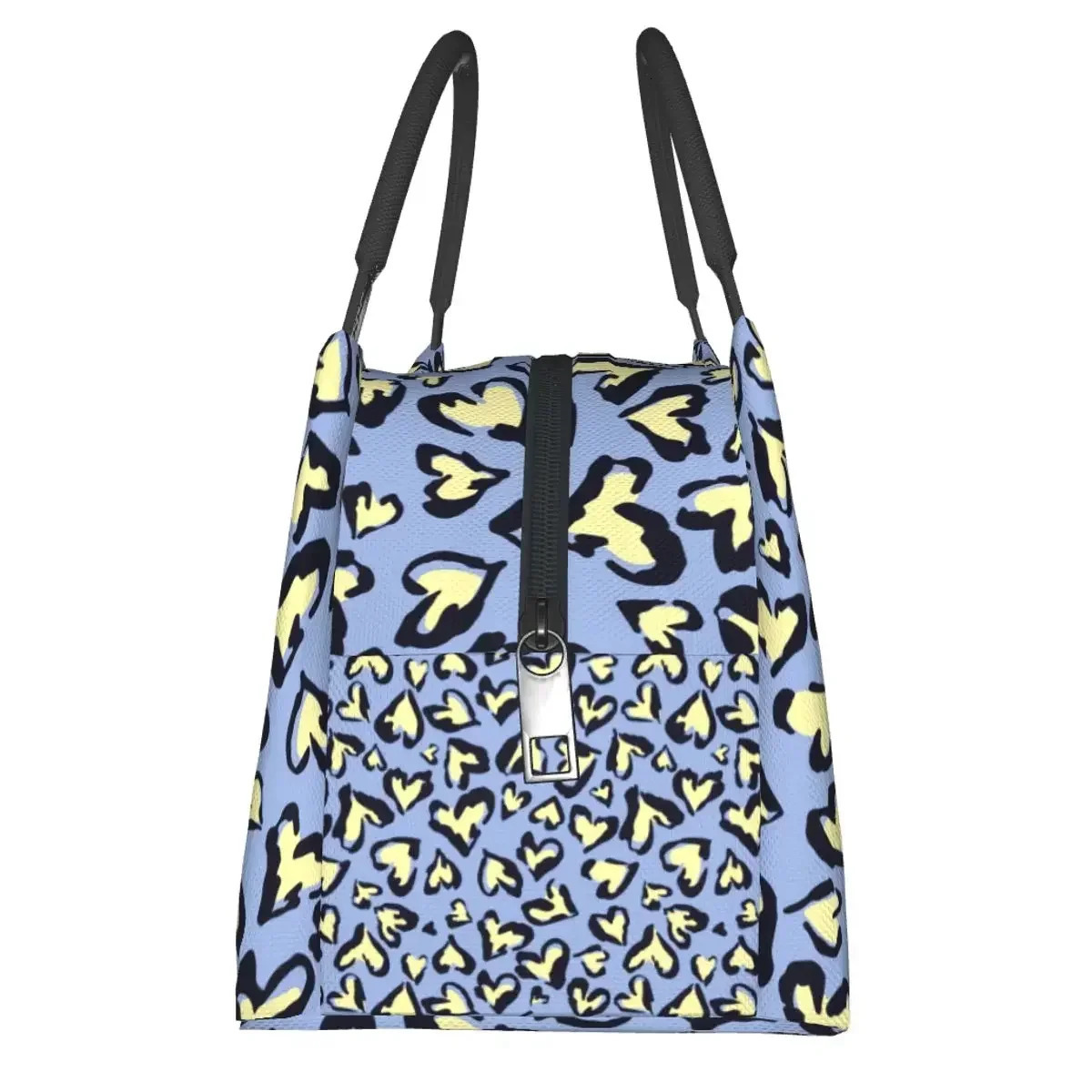 Heart Leopard Lunch Bag For Child Abstract Geometric Lunch Box Travel Cooler Bag Portable Zipper Oxford Thermal Tote Handbags 250624