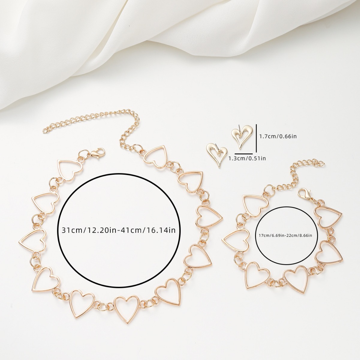 Minimalist Heart Shaped Hlow After Sales Set Korean Style Light Earrings Design Necklace
