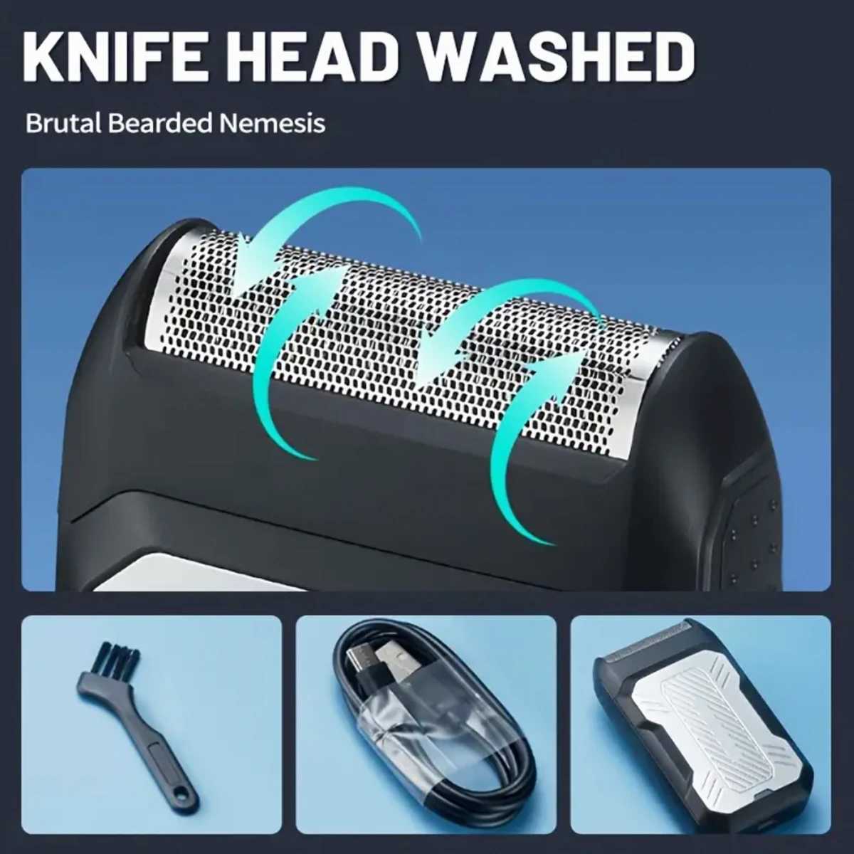 Man Beard Shaver Epilator Electric 3D Floating Hair Trimmer Chest Leg Hair Portable Razor LED Display Rechargeable Li-Battery W250625