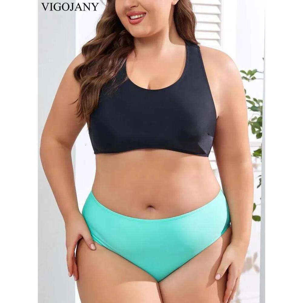 VigoJany 2025 Solid 3 Piece Short Sleeve Smock Plus Size Push Up Bikini Women High Waist Big Swimsuit Beach Chubby Bathing Suit