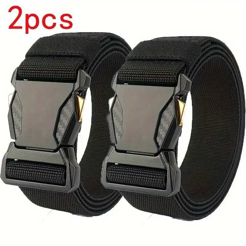 2PC Versatile Mens Tactical Belts - Durable Adjustable Design - for Outdoor Hunting Sports Enthusiasts W250625