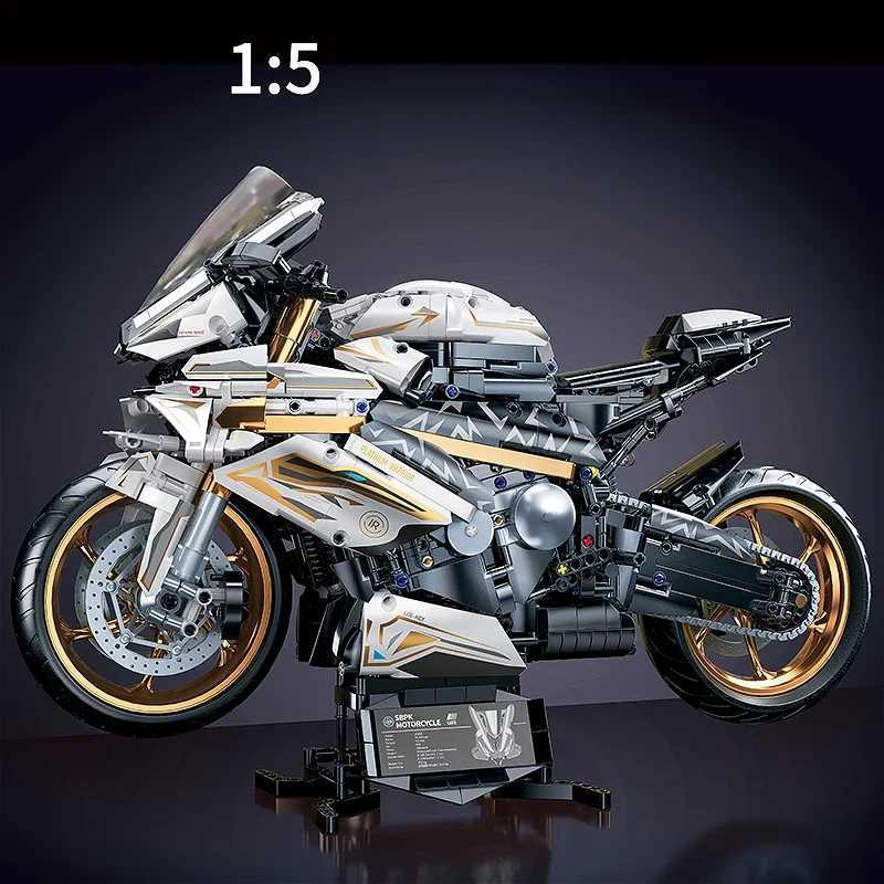 NEW MOC Technical Platinum Motorcycle Model Building Blocks Kit for Adults Display Motorcycle Set for Adult Kids Birthday Gifts Y250628