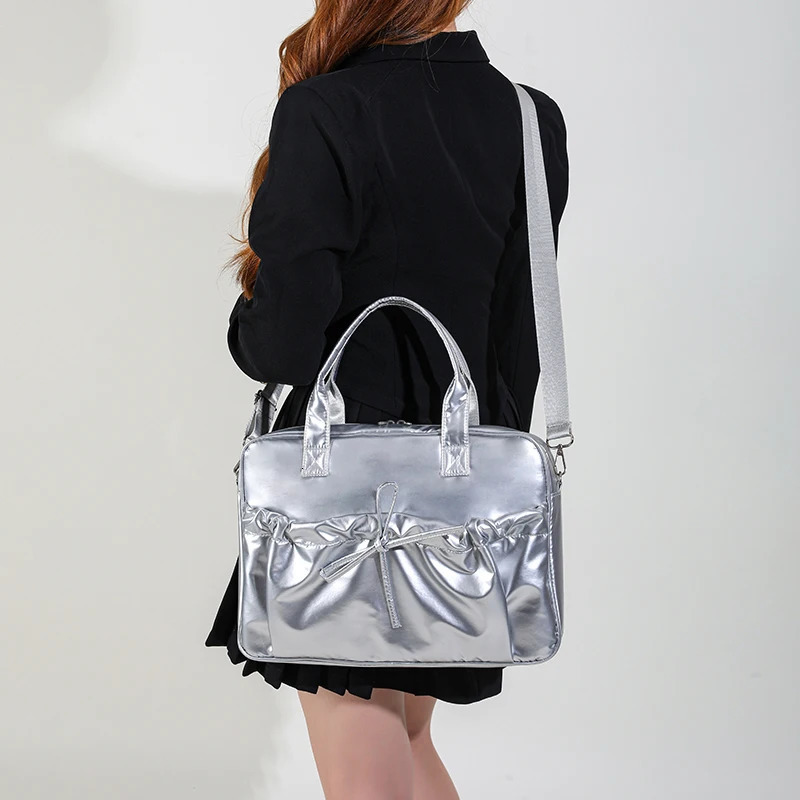 Silver Shoulder Laptop Bag 13.3 13.6 14 15 15.6 16 Inch Shockprooft Handbag For Laptop Case Women Travel Bag 250624