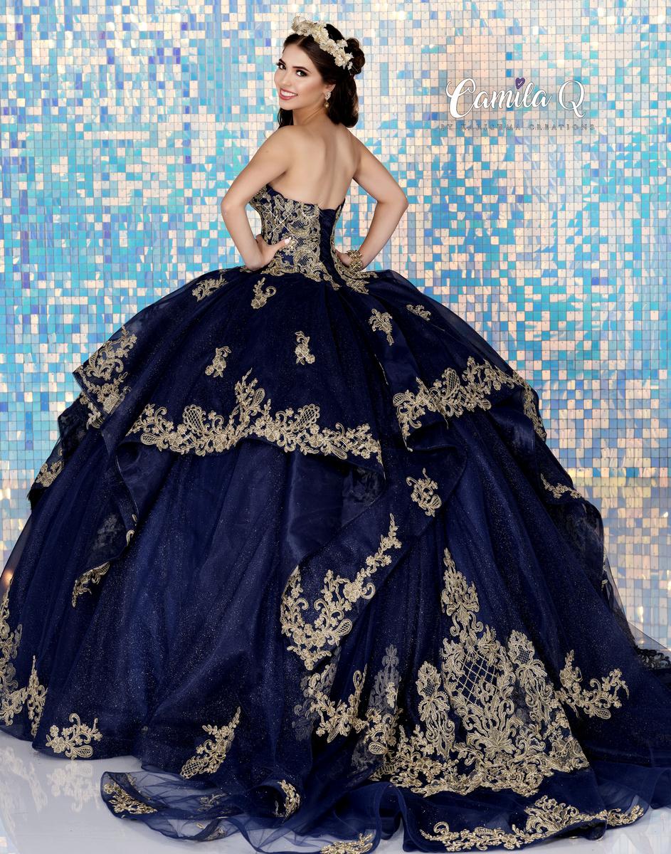 Gorgeous Navy Quinceanera Dress 2025 Vintage Ball Gown Gold Lace Vestidos De15 Xv Anos Birthday Sweet 16 Dress Party Fifteen Prom Masquerade Special O