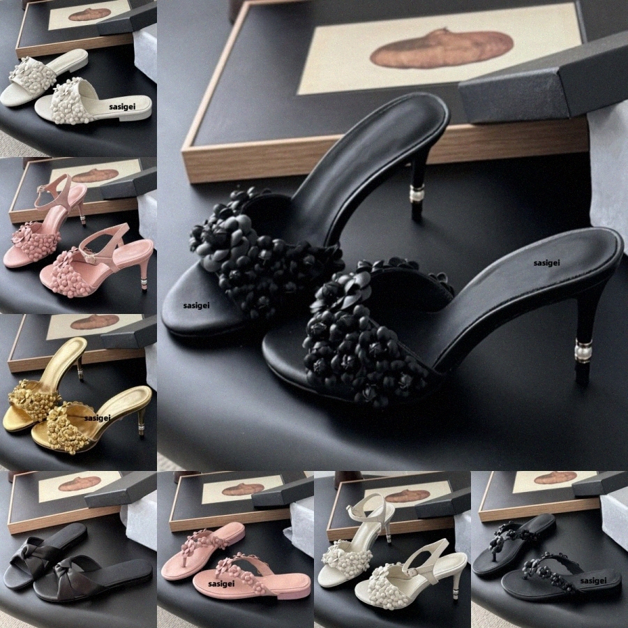 Designer High Heels Slipper highs Flat Heel Womens Sandals Women Yellow Sandal Black White Pink Gold Slippers Square head open-toe WedgItMS#
