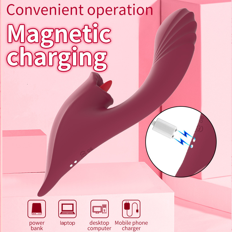 Adult Sex Toys Liquid Silicone Tongue Licker Vibrator Female Masturbation Device Heating Stick