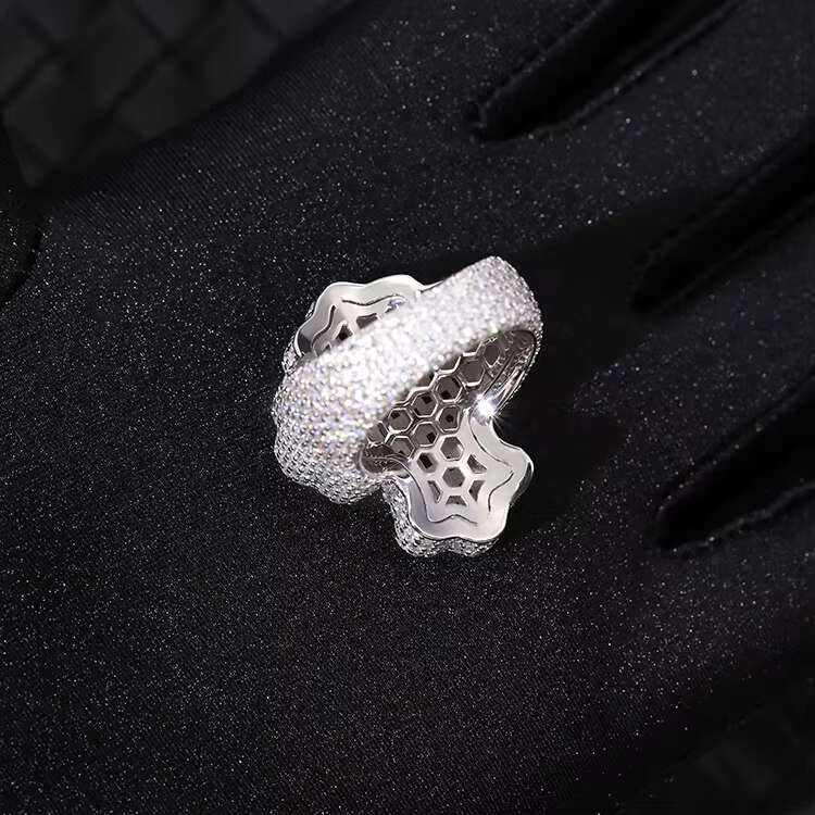 Full Ice Out Moissanite Ring 925 Sterling Silver Gold Plated Baguette Moissanite Cross Ring Hip Hop Men Women Cuban Ring